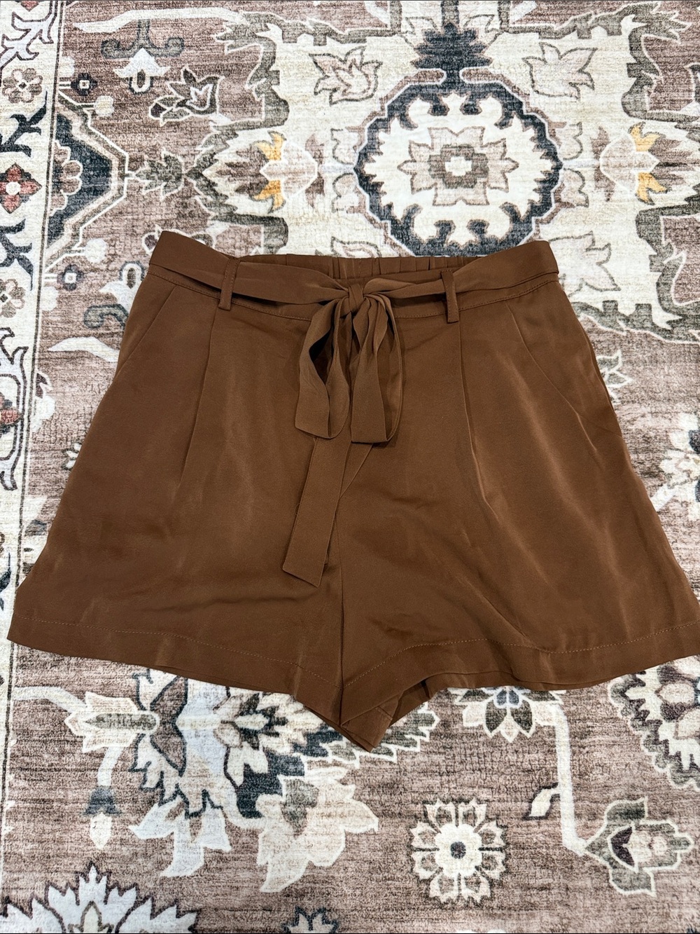 Francesca's Collections High-Waist Tie-Belt Brown Shorts